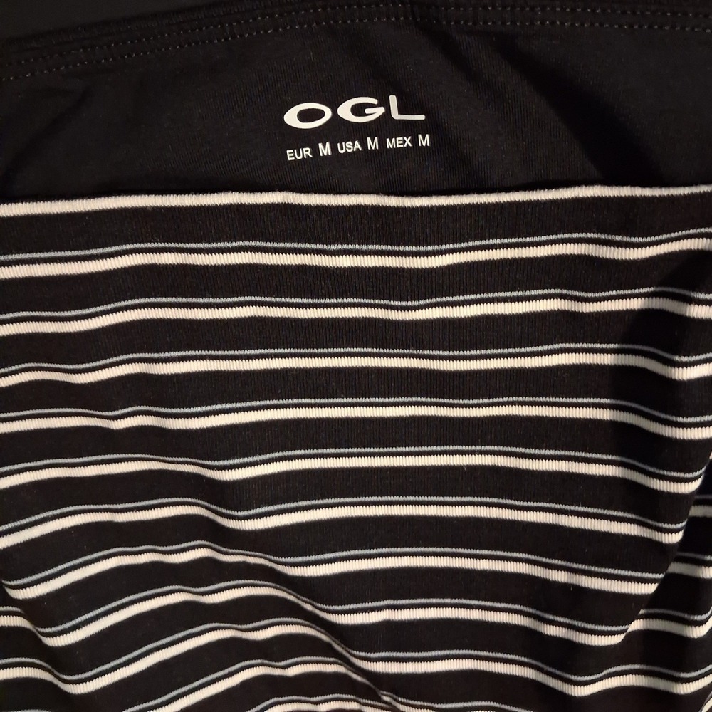 NWT OGL Striped Spaghetti Bra Top M & Low Rise Midi Skirt S Black/Grey/White - Picture 8 of 13